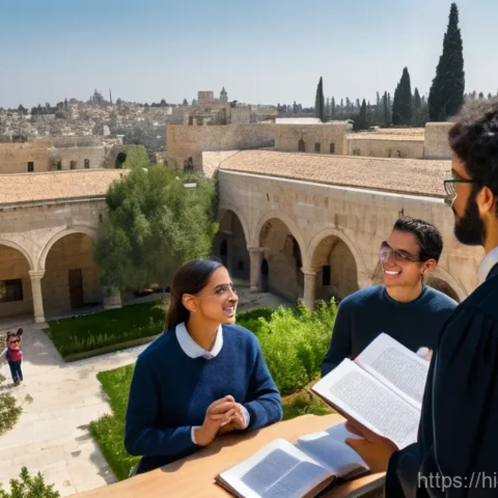 이스라엘의 고등교육  히브리 대학교 - **Prompt 1: Academic Excellence in a Historic Setting**
    "A wide shot depicting a diverse group o...