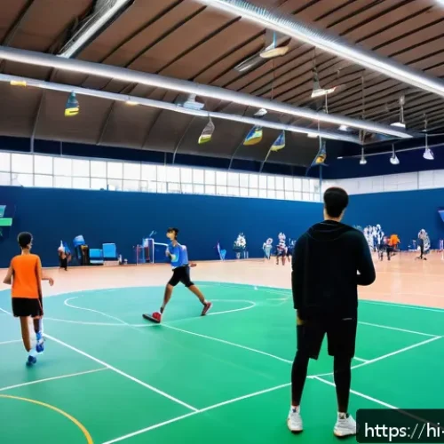 Home 31 이스라엘에서의 실내 스포츠 시설 - A modern indoor sports complex in Israel showcasing a smart tracking system in action: athletes wear...