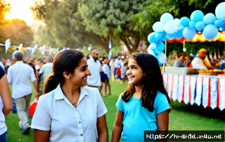 Home 17 이스라엘 독립기념일 축제 - Photorealistic Israeli Independence Day outdoor festival at sunset, diverse families and grandparent...